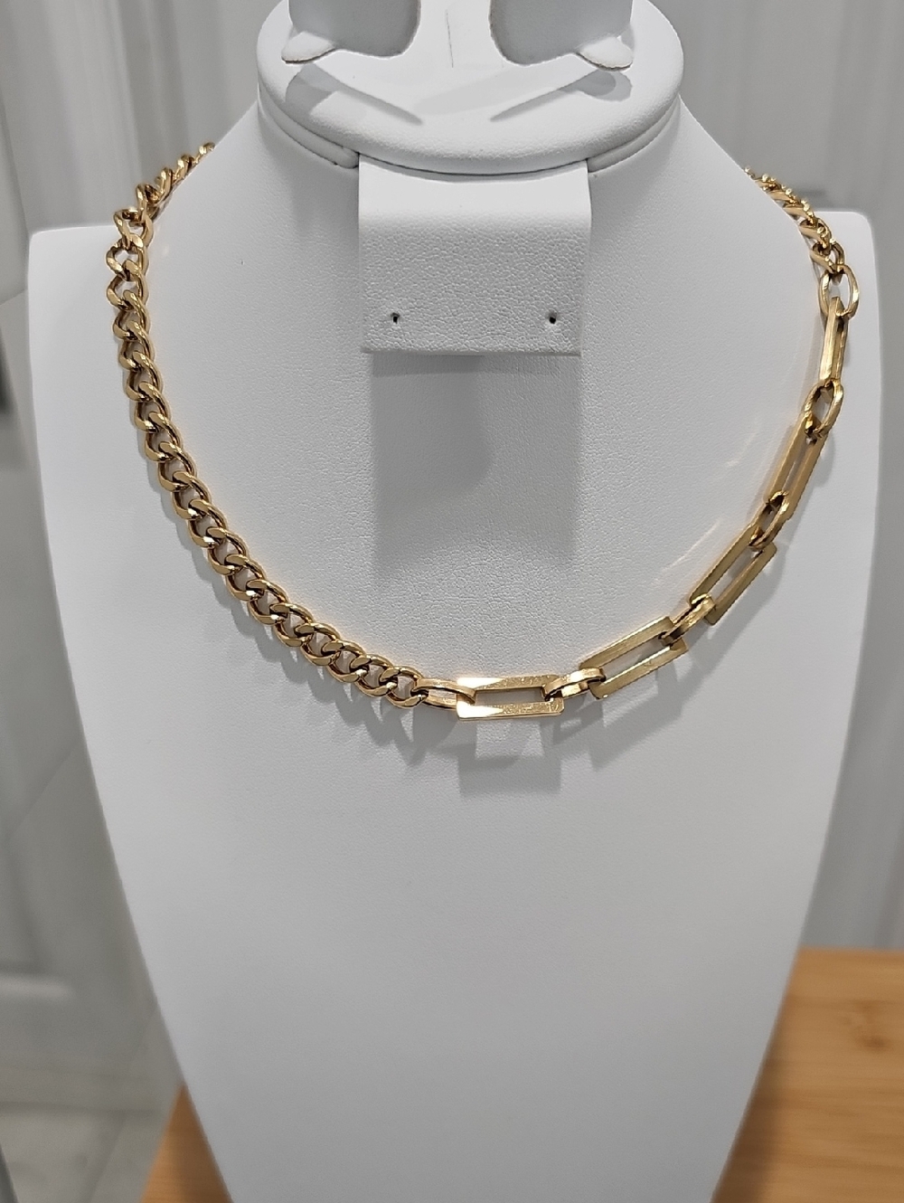 Gold Two-Chain Mixed Link Necklace